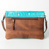 ADBGS178Genuine Hair-on Hide Leather Envelope Bag with Fringe Tassels and Adjustable Strap