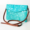 ADBGS178Genuine Hair-on Hide Leather Envelope Bag with Fringe Tassels and Adjustable Strap