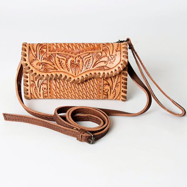 ADBG446 High-Quality American Darling Hand-Tooled Leather Crossbody with Floral Motif