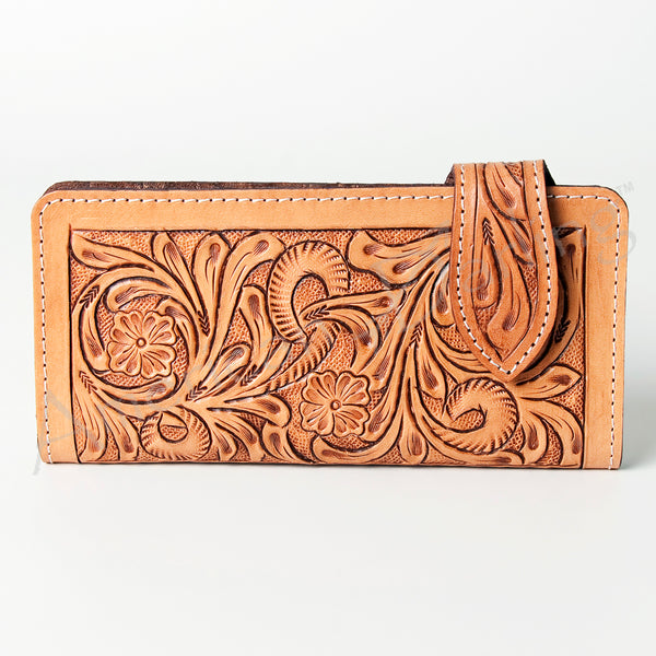 ADBG447 American Darling Luxury Hand-Tooled Leather Wallet with Secure Snap Closure
