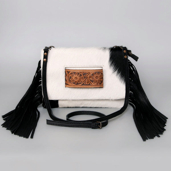ADBG360 American Darling Hand Tooled Leather Small Cross body Bag with Hair-On Cowhide