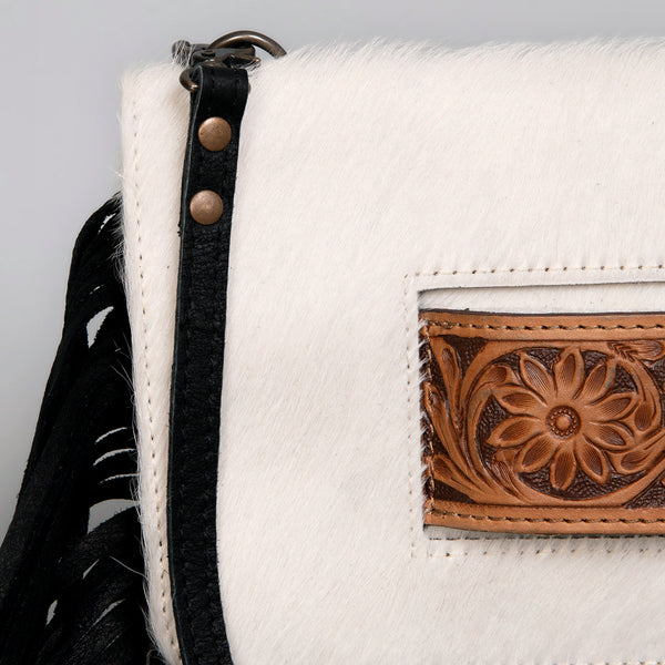 ADBG360 American Darling Hand Tooled Leather Small Cross body Bag with Hair-On Cowhide