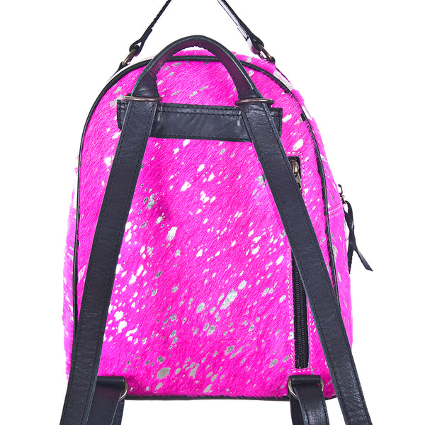 ADBGS156 Natural Cowhide Leather Backpack with Hand-Tooled Floral Pocket - Western Style