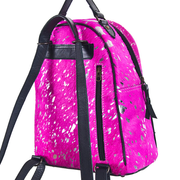 ADBGS156 Natural Cowhide Leather Backpack with Hand-Tooled Floral Pocket - Western Style