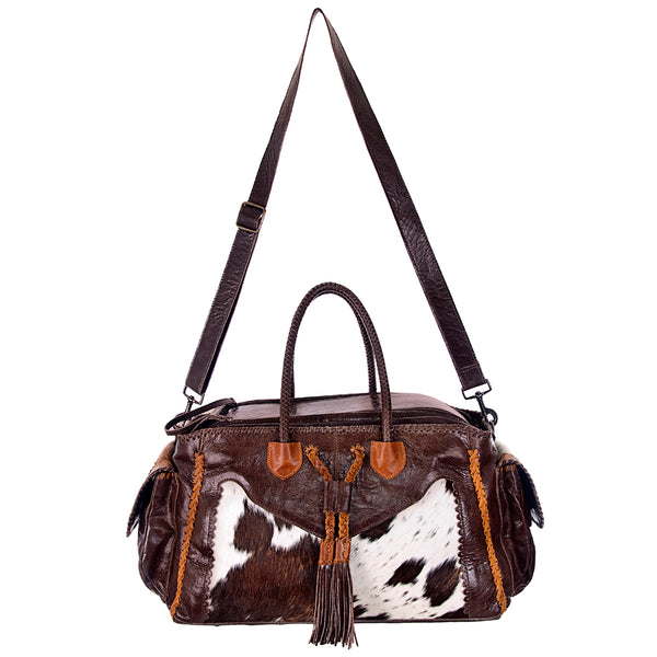 ADBG455 Luxury Genuine Leather and Hair on Hide Weekender Duffel for Elite Travel