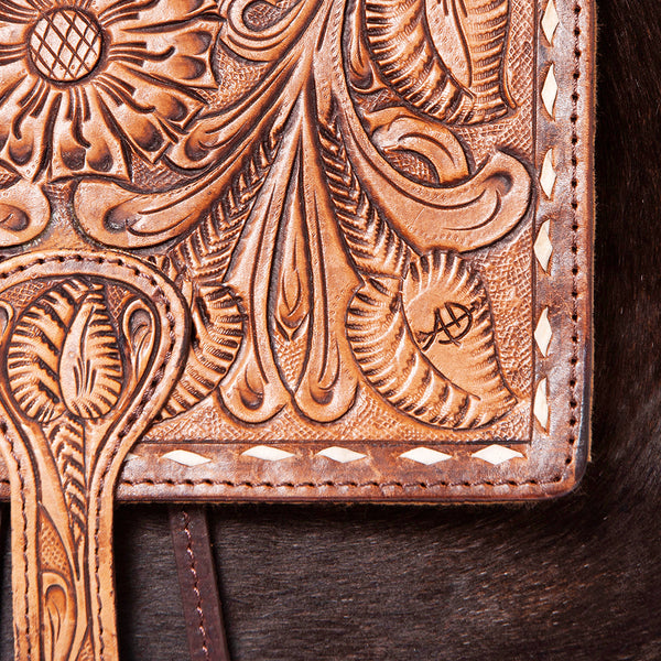 LC-ADBGZ102 Cowhide Backpack with Floral Tooled Leather Flap - Western Chic