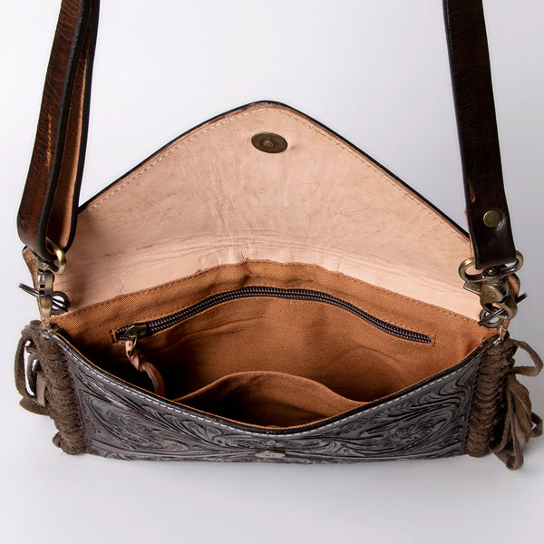 ADBG476 Envelope Cowhide Leather Crossbody Bag with Fringe Western Boho Shoulder Purse