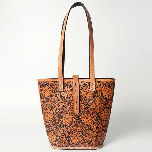 ADBG477TAN American Darling Luxury Genuine Leather Tote with Floral Hand-Tooled Accents