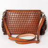 ADBG480 Authentic Hand-Tooled Genuine Leather Envelope Crossbody with Fringe Detail