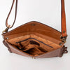 ADBG480 Authentic Hand-Tooled Genuine Leather Envelope Crossbody with Fringe Detail
