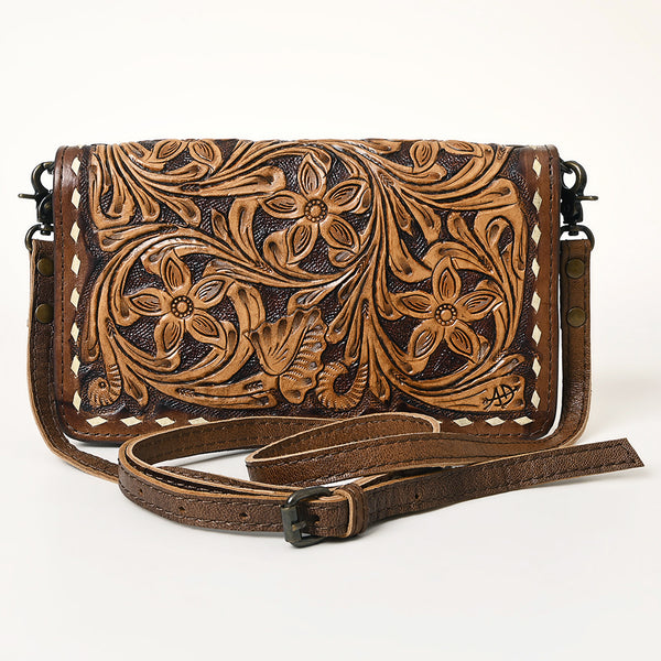 ADBG485 Handcrafted Western Leather Tooled Crossbody Convertible Bag