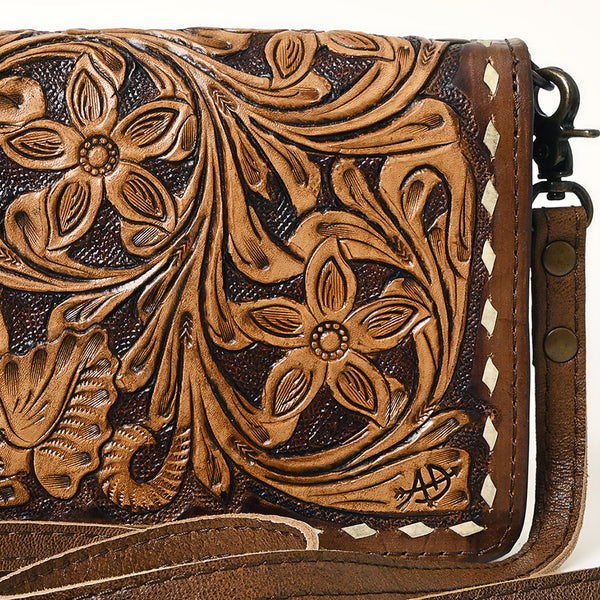 ADBG485 Handcrafted Western Leather Tooled Crossbody Convertible Bag