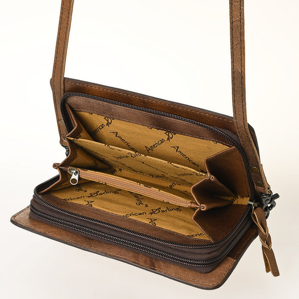 ADBG485 Handcrafted Western Leather Tooled Crossbody Convertible Bag