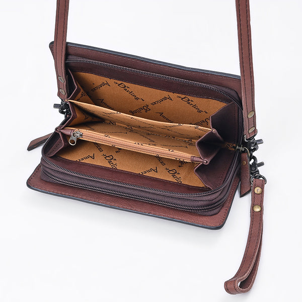 ADBG485 Handcrafted Western Leather Tooled Crossbody Convertible Bag