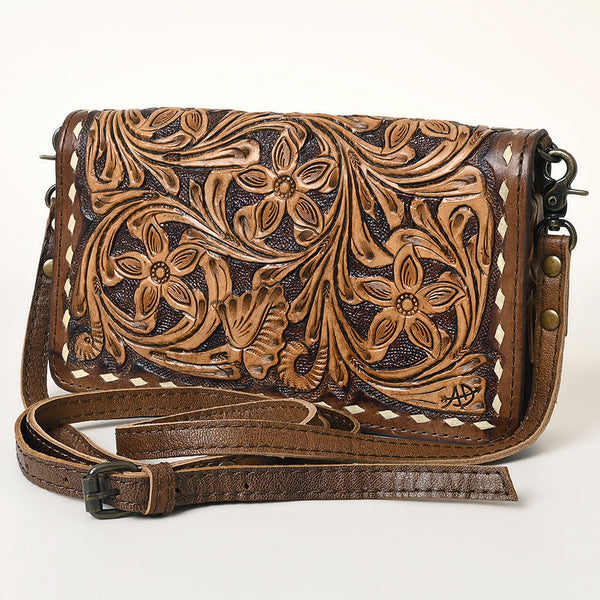 ADBG485 Handcrafted Western Leather Tooled Crossbody Convertible Bag