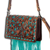 ADBG485BRTRQI Western Floral Tooled Leather Organizer Bag Wristlet by American Darling