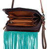ADBG485BRTRQI Western Floral Tooled Leather Organizer Bag Wristlet by American Darling