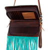 ADBG485BRTRQI Western Floral Tooled Leather Organizer Bag Wristlet by American Darling