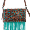 ADBG485BRTRQI Western Floral Tooled Leather Organizer Bag Wristlet by American Darling