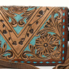 ADBG485 Western Hand Tooled Leather Floral Crossbody Organiser Bag