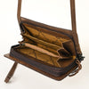 ADBG485 Western Hand Tooled Leather Floral Crossbody Organiser Bag