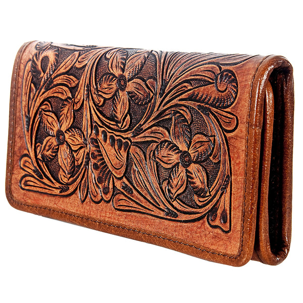 ADBG486 American Darling Hand Tooled Floral Leather Western Wallet Bag
