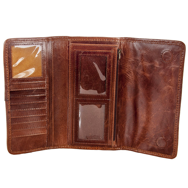 ADBG486 American Darling Hand Tooled Floral Leather Western Wallet Bag