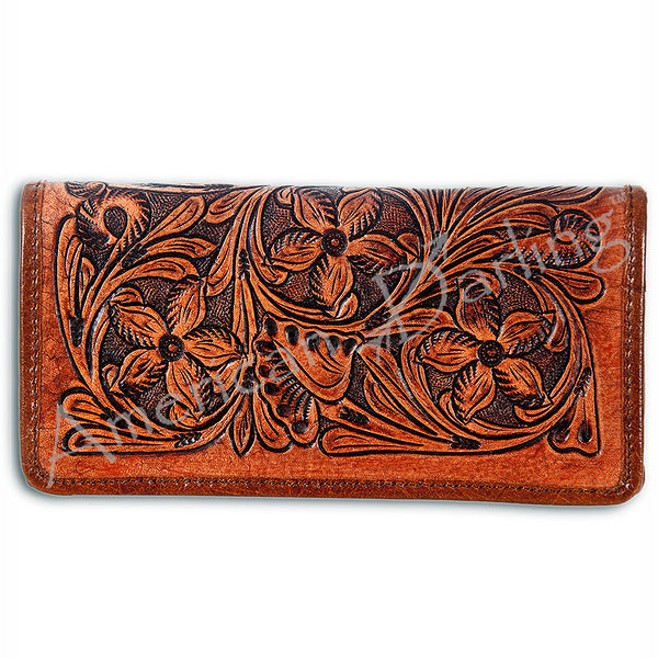 ADBG486 American Darling Hand Tooled Floral Leather Western Wallet Bag