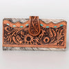 ADBG487 American Darling Hand Tooled Floral & Hair-On Cowhide Western Wallet Bag
