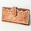 ADBG487 American Darling Hand Tooled Floral & Hair-On Cowhide Western Wallet Bag