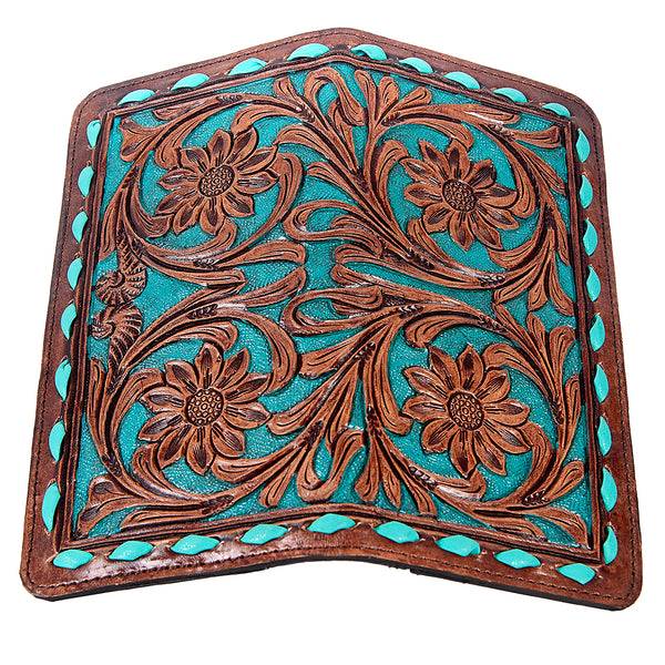 ADBG489 Premium Hand-Tooled Genuine Leather Clutch with Intricate Floral Artistry