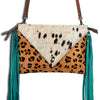 ADBG490 American Darling Handcrafted Fringed Hair-On Cowhide & Leather Western Envelop Bag