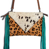 ADBG490 American Darling Handcrafted Fringed Hair-On Cowhide & Leather Western Envelop Bag