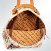 ADBGS156 Genuine Cowhide Leather Backpack with Hand-Tooled Floral Patch - Western Rodeo Style