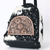 ADBGS156 Genuine Cowhide Leather Backpack with Hand-Tooled Floral Patch - Western Rodeo Style