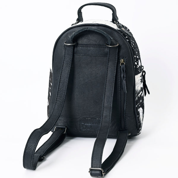 ADBGS156 Genuine Cowhide Leather Backpack with Hand-Tooled Floral Patch - Western Rodeo Style