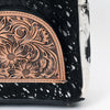 ADBGS156 Genuine Cowhide Leather Backpack with Hand-Tooled Floral Patch - Western Rodeo Style