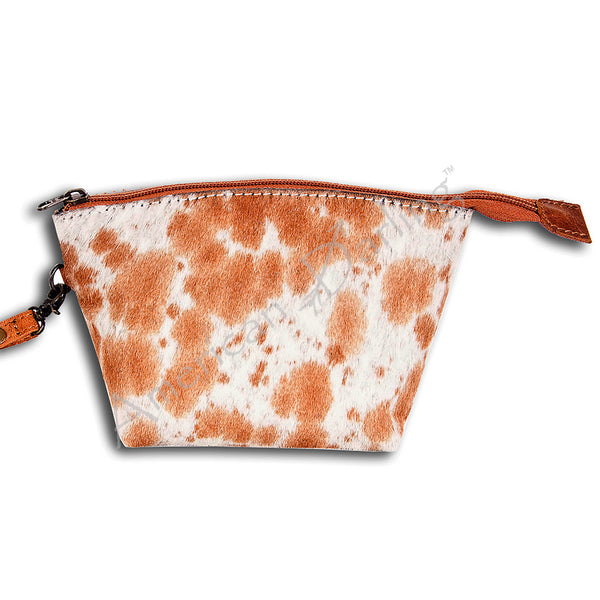 ADBG443 Genuine Hair on Hide Compact Coin Purse with Secure Top Zip Closure