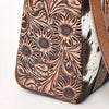 ADBGH101 Genuine Leather Western Tote Bag - Hair-On Hide with Hand-Tooled Floral Straps