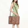 ADBGH104 Tooled Leather Western Tote Bag - Sunflower Floral Handbag with Shoulder Strap