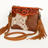 ADBG402 American Darling Hand Tooled Leather Hair-On Small Cross body Bag