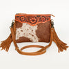 ADBG402 American Darling Hand Tooled Leather Hair-On Small Cross body Bag