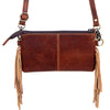 ADBG404 Cowhide Crossbody Bag with Tooled Leather Floral Yoke & Fringe