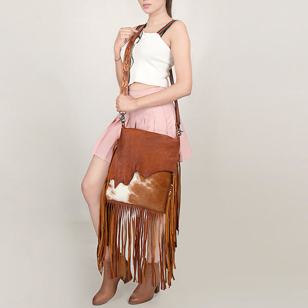 LC-ADBGZ137TAWMessenger Hair-on Genuine Western Leather Women Bag