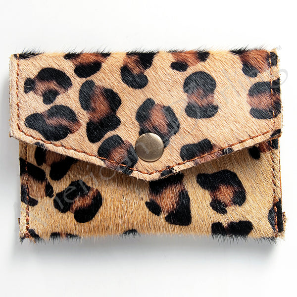 ADBGZ141 Leopard Print Cowhide Coin Purse Envelope with Snap Closure