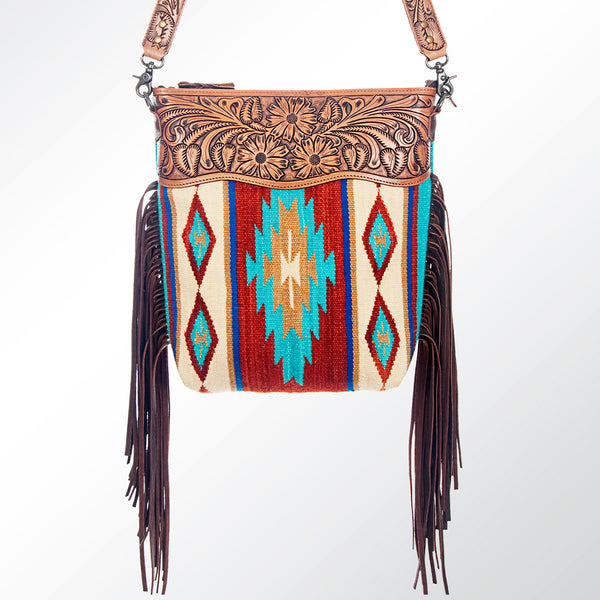 ADBG206 American Darling Western Large Cross body Bag - Hand Tooled Saddle Blanket Crossbody