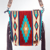 ADBG206 American Darling Western Large Cross body Bag - Hand Tooled Saddle Blanket Crossbody