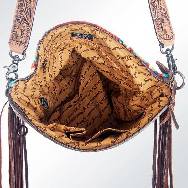 ADBG206 American Darling Western Large Cross body Bag - Hand Tooled Saddle Blanket Crossbody