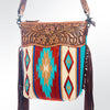 ADBG206 American Darling Western Large Cross body Bag - Hand Tooled Saddle Blanket Crossbody