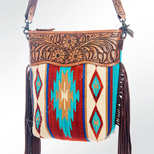 ADBG206 American Darling Western Large Cross body Bag - Hand Tooled Saddle Blanket Crossbody